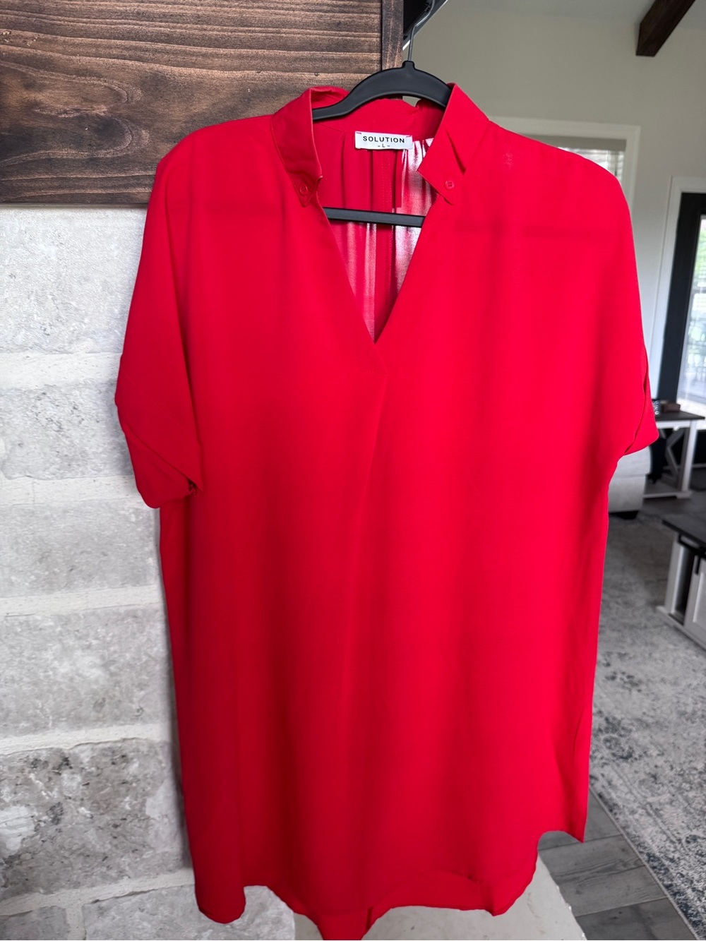 Red Split-Neck Woman's Dress